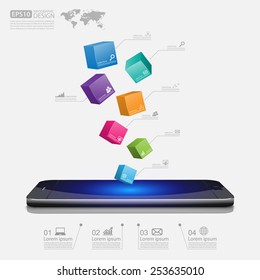 smartphone with cube 3d,vector