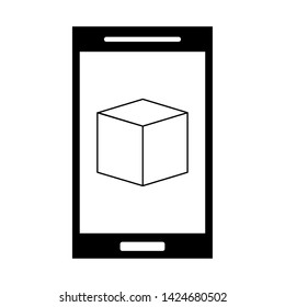 Smartphone with cube on screen symbol vector illustration graphic design