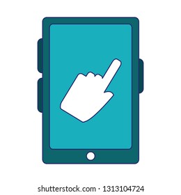 smartphone with cursor hand on screen