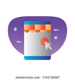 smartphone con diseño de ilustración vectorial de iconos de estilo degradado del ratón del cursor