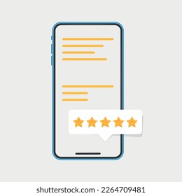 Smartphone with customer feedback icon in flat style. Product rating vector illustration on isolated background. Review feedback sign business concept.