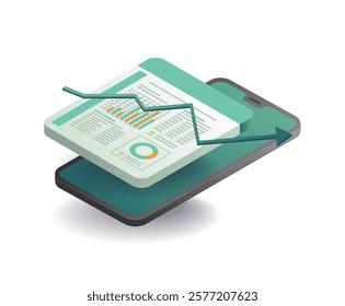 Smartphone data analysis search concept illustration