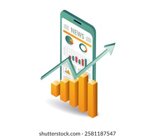 Smartphone data business analyst concept illustration