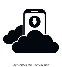 Smartphone data cloud icon simple vector. Backup storage. File server