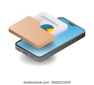 Carpeta de datos de smartphone ilustración isométrica