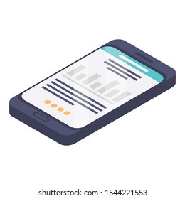 Smartphone data icon. Isometric of smartphone data vector icon for web design isolated on white background