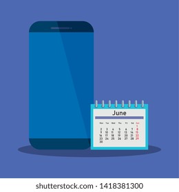 smartphone data technology with office calendar