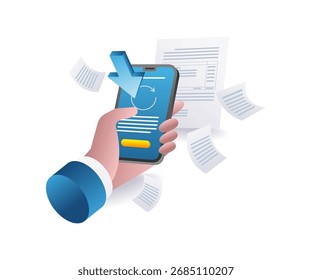 símbolo de ilustração de transação de dados do smartphone