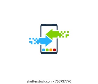 Smartphone Data Transfer Icon Logo Design Element