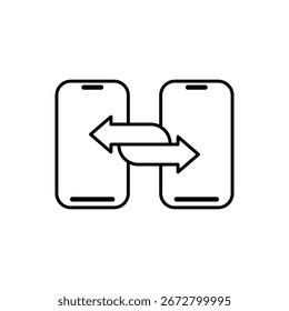 Icono de transferencia de datos de teléfono inteligente, estilo plano simple, Ilustración vectorial, símbolo, pictograma de Plantilla de logotipo de diseño, para UI o UX aislado en blanco para App móvil, editable