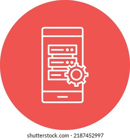 Smartphone Database line circle icon vector image. Can also be used for web apps, mobile apps and print media.
