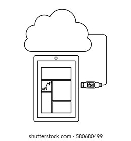 smartphone database server icon stock, vector illustration