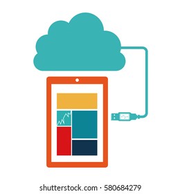 smartphone database server icon stock, vector illustration