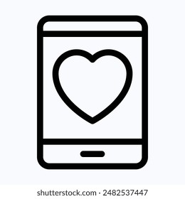 Smartphone Dating App Vector Icon, Isolated Lineal Vector Icon.