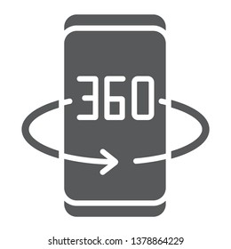 Smartphone degree glyph icon, device and technology, phone rotation sign, vector graphics, a solid pattern on a white background, eps 10.