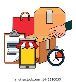 smartphone with delivery app and chronometer