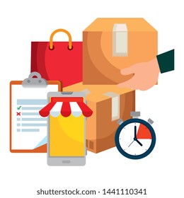 smartphone with delivery app and chronometer