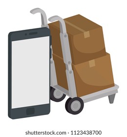 smartphone with delivery cart