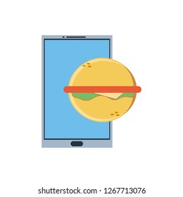 smartphone with delivery food app with burger