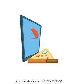 smartphone with delivery food app with pizza