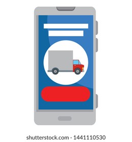 smartphone with delivery truck app