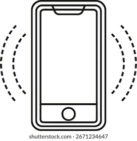 Un teléfono inteligente se representa con ondas de sonido que emanan de él, lo que sugiere una notificación o llamada.