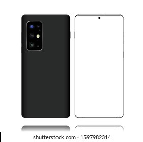 Smartphone design concept. Realistic vector illustration. back and front  view isolated on white background.