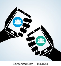 Smartphone design, contact and technology concept, editable vector