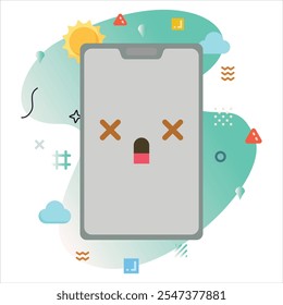 Smartphone Design with a Cute Emoji Expressing shock, Featuring a Modern Background and Clean Minimalist Aesthetics | shock Emoji Icon Design on Smartphone Screen