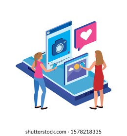 Smartphone design, Digital technology communication social media internet and web theme Vector illustration