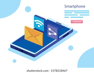 Smartphone design, Digital technology communication social media internet and web theme Vector illustration