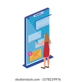 Smartphone design, Digital technology communication social media internet and web theme Vector illustration