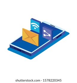 Smartphone design, Digital technology communication social media internet and web theme Vector illustration