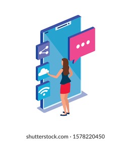 Smartphone design, Digital technology communication social media internet and web theme Vector illustration