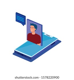 Smartphone design, Digital technology communication social media internet and web theme Vector illustration