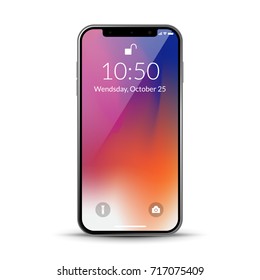 Smartphone Design Front Isolated. Mobile Phone X Mockup Concept. Vector Illustration.