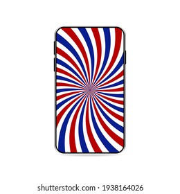 Concepto de idea de diseño de Smartphone con bandera nacional de los Estados Unidos de América. Ilustración vector abstracta en estilo plano.