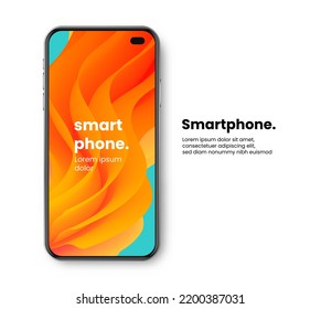 smartphone design illustration with orange wallpaper.smartphone screen design display with wallpaper.