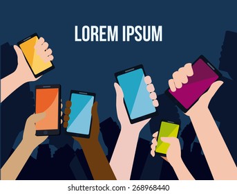 Smartphone design over blue background, vector illustration.