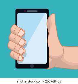 Smartphone design over blue background, vector illustration.
