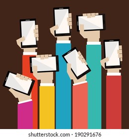 Smartphone design over  brown background, vector illustration