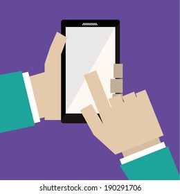 Smartphone design over purple background, vector illustration