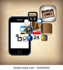 smartphone design over vintage background vector illustration smartphone design over vintage background vector illustration
