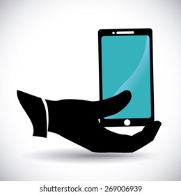 Smartphone design over white background, vector illustration.