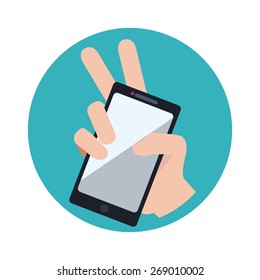 Smartphone design over white background, vector illustration.