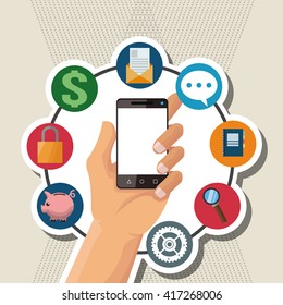 Smartphone design. technology icon. online concept, vector illustration