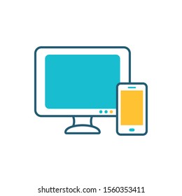 smartphone with desktop computer icons vector illustration design