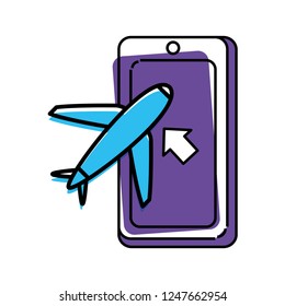 smartphone device with airplane
