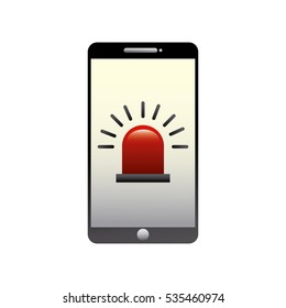 smartphone device with alarm icon on screen over white background. cyber security concept. colorful design. vector illustration