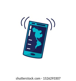 smartphone device with american continent map vector illustration design